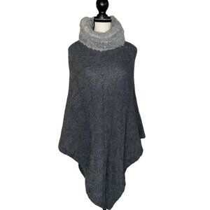 Cocogio Knit Poncho Acrylic/Wool/Viscose/Alpaca Blend Textured Collar One Size F